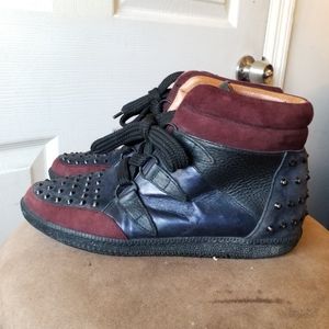 SANDRO Albatorock purple Leather high top studded Sneakers 9.5
